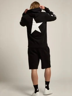 Cheap Golden Goose Moletom com capuz Alighiero Coleção Star preta com estrelas brancas em contraste Cor: preto