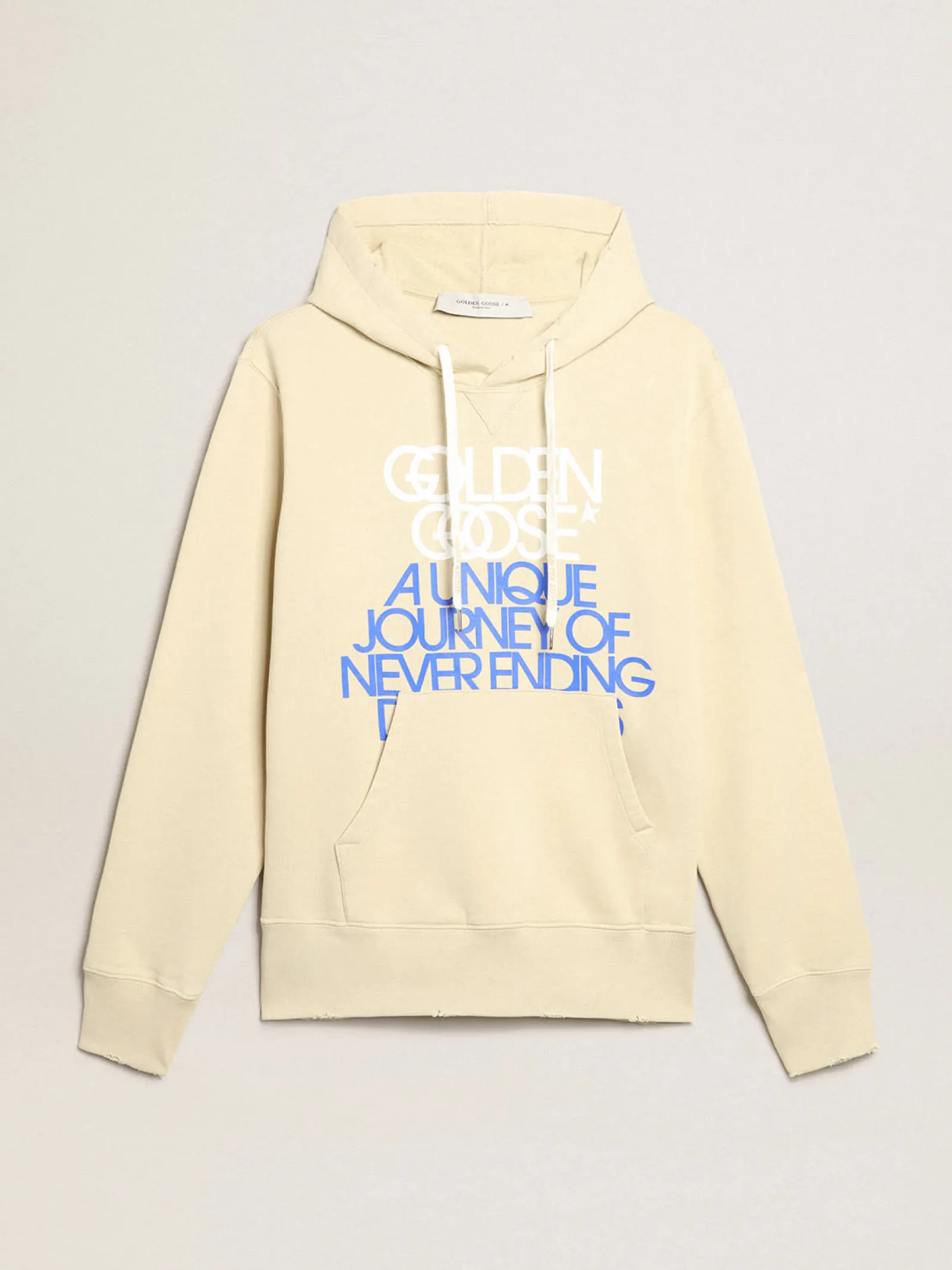 Best Golden Goose Moletom cor de marzipã com frases na frente Cor: marzipã