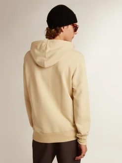 Best Golden Goose Moletom cor de marzipã com frases na frente Cor: marzipã