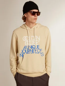 Best Golden Goose Moletom cor de marzipã com frases na frente Cor: marzipã