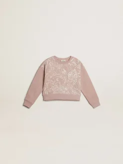 Flash Sale Golden Goose Moletom cropped de algodão rosa com estampa toile de jouy Coleção Journey