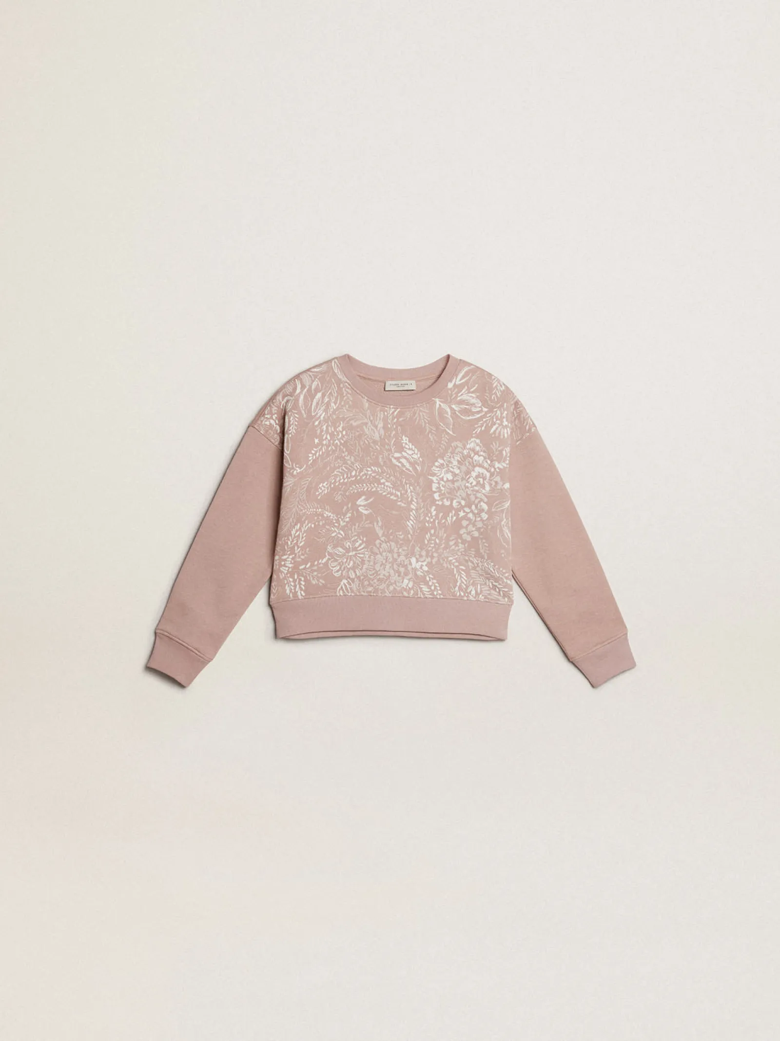 Flash Sale Golden Goose Moletom cropped de algodão rosa com estampa toile de jouy Coleção Journey