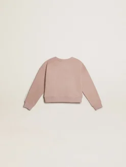 Flash Sale Golden Goose Moletom cropped de algodão rosa com estampa toile de jouy Coleção Journey