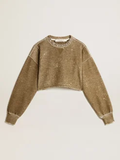 Best Golden Goose Moletom cropped de algodão cor de faia efeito vintage Coleção Journey