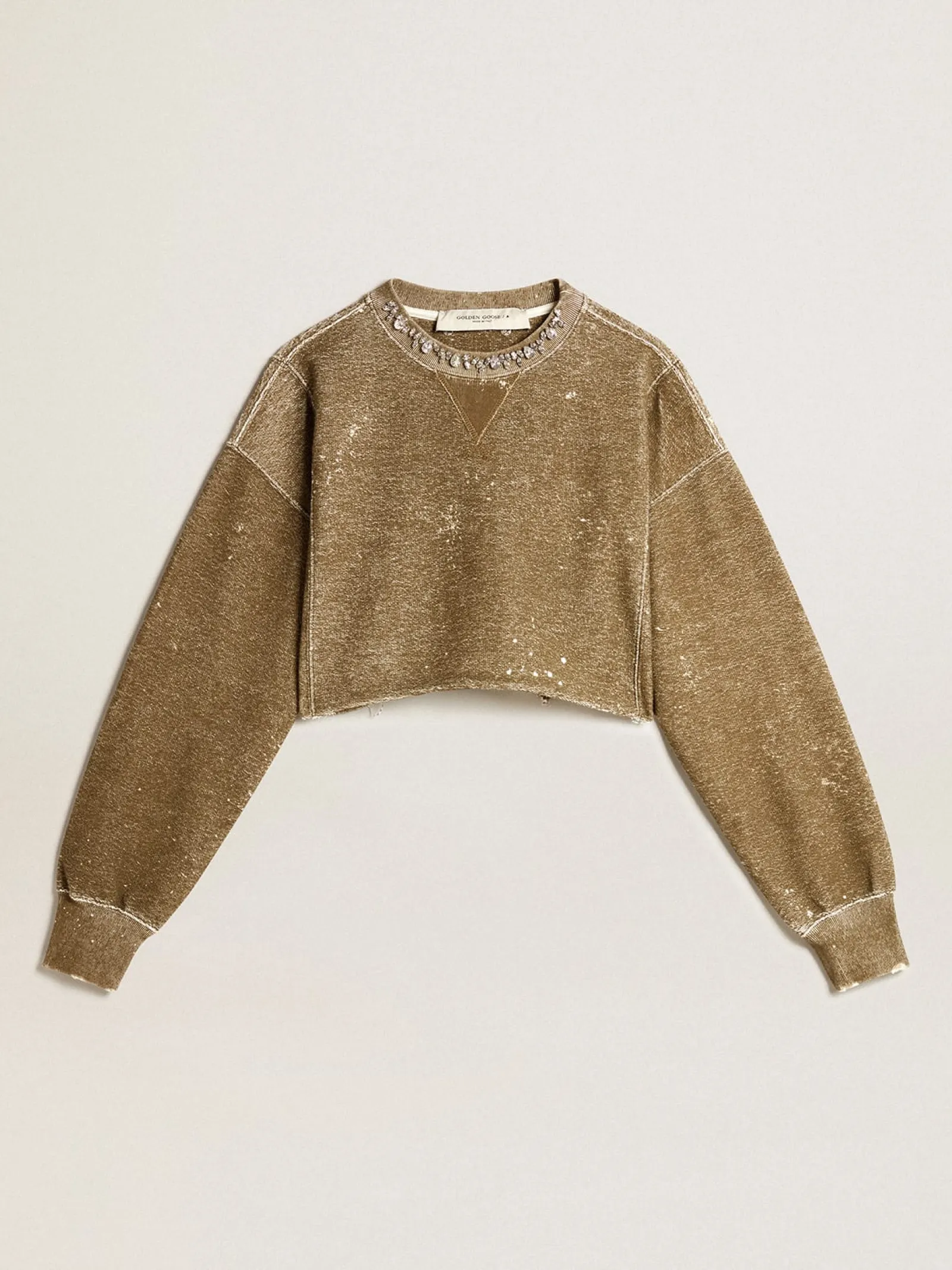 Best Golden Goose Moletom cropped de algodão cor de faia efeito vintage Coleção Journey