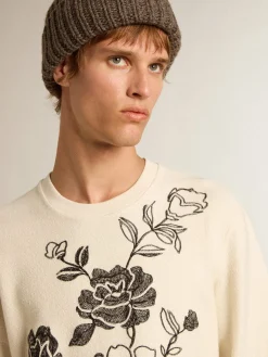 Outlet Golden Goose Moletom de algodão branco usado com bordado Coleção Journey