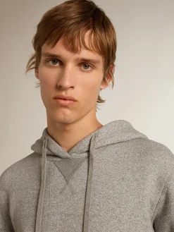 Best Sale Golden Goose Moletom de algodão cinza mescla com capuz Coleção Journey