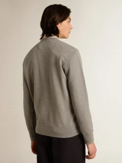 Discount Golden Goose Moletom de algodão cinza mescla com escrita bordada Coleção Journey