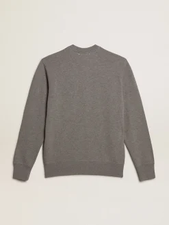 Discount Golden Goose Moletom de algodão cinza mescla com escrita bordada Coleção Journey