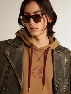 Store Golden Goose Moletom de algodão cor de malte com capuz Coleção Journey