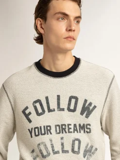 Outlet Golden Goose Moletom de gola redonda cinza com escrita Cor: cinza mescla
