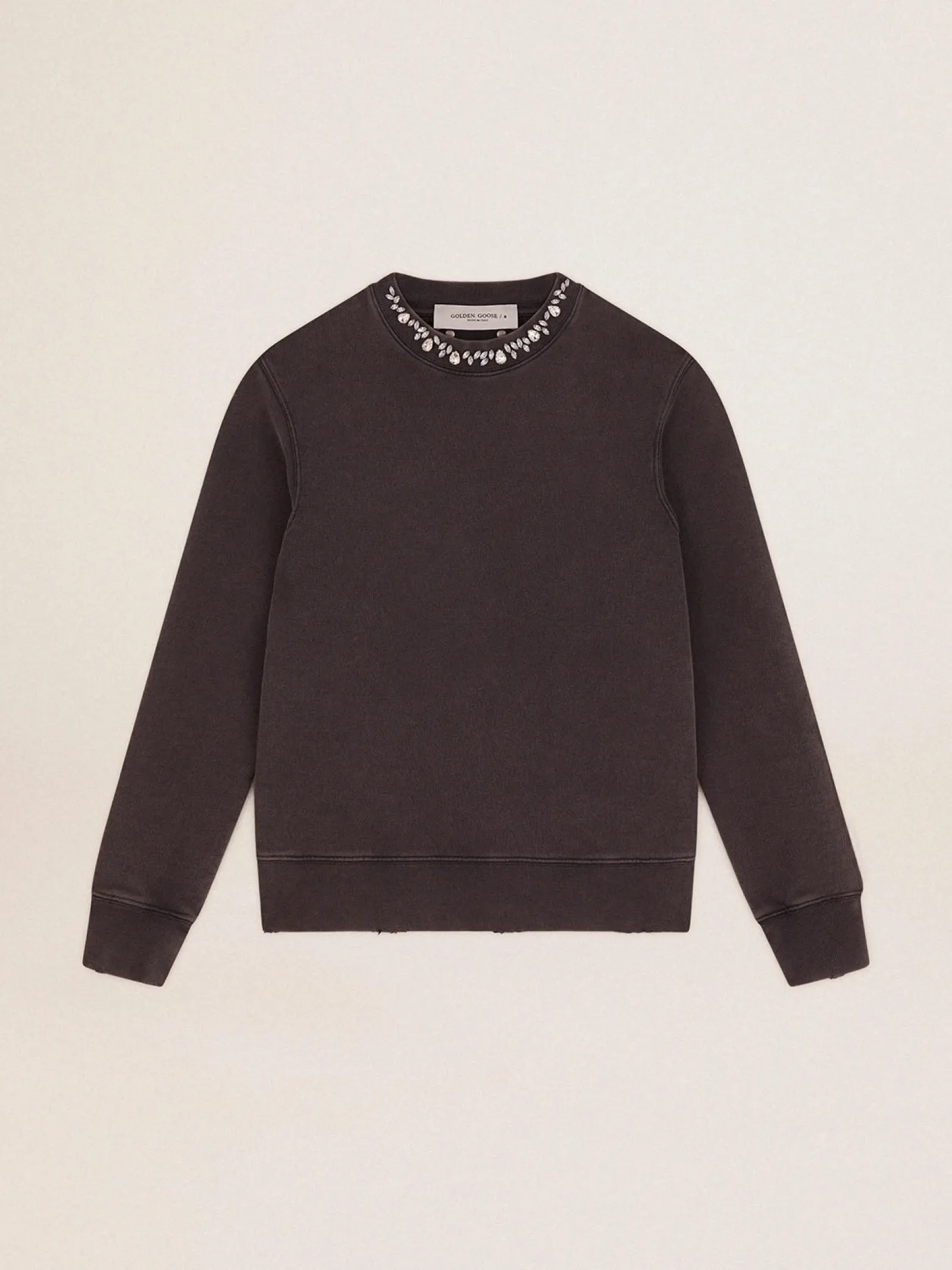 Flash Sale Golden Goose Moletom feminino cinza antracite com cristais Cor: cinza antracite