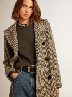 Flash Sale Golden Goose Moletom feminino cinza antracite com cristais Cor: cinza antracite