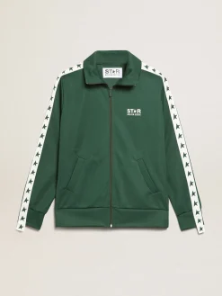 Best Sale Golden Goose Moletom feminino verde brilhante com zíper Star Collection