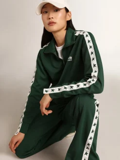 Best Sale Golden Goose Moletom feminino verde brilhante com zíper Star Collection