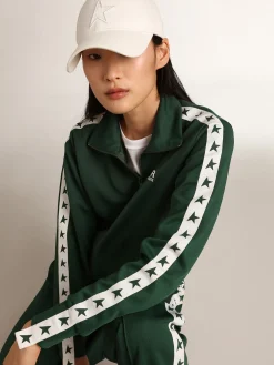Best Sale Golden Goose Moletom feminino verde brilhante com zíper Star Collection