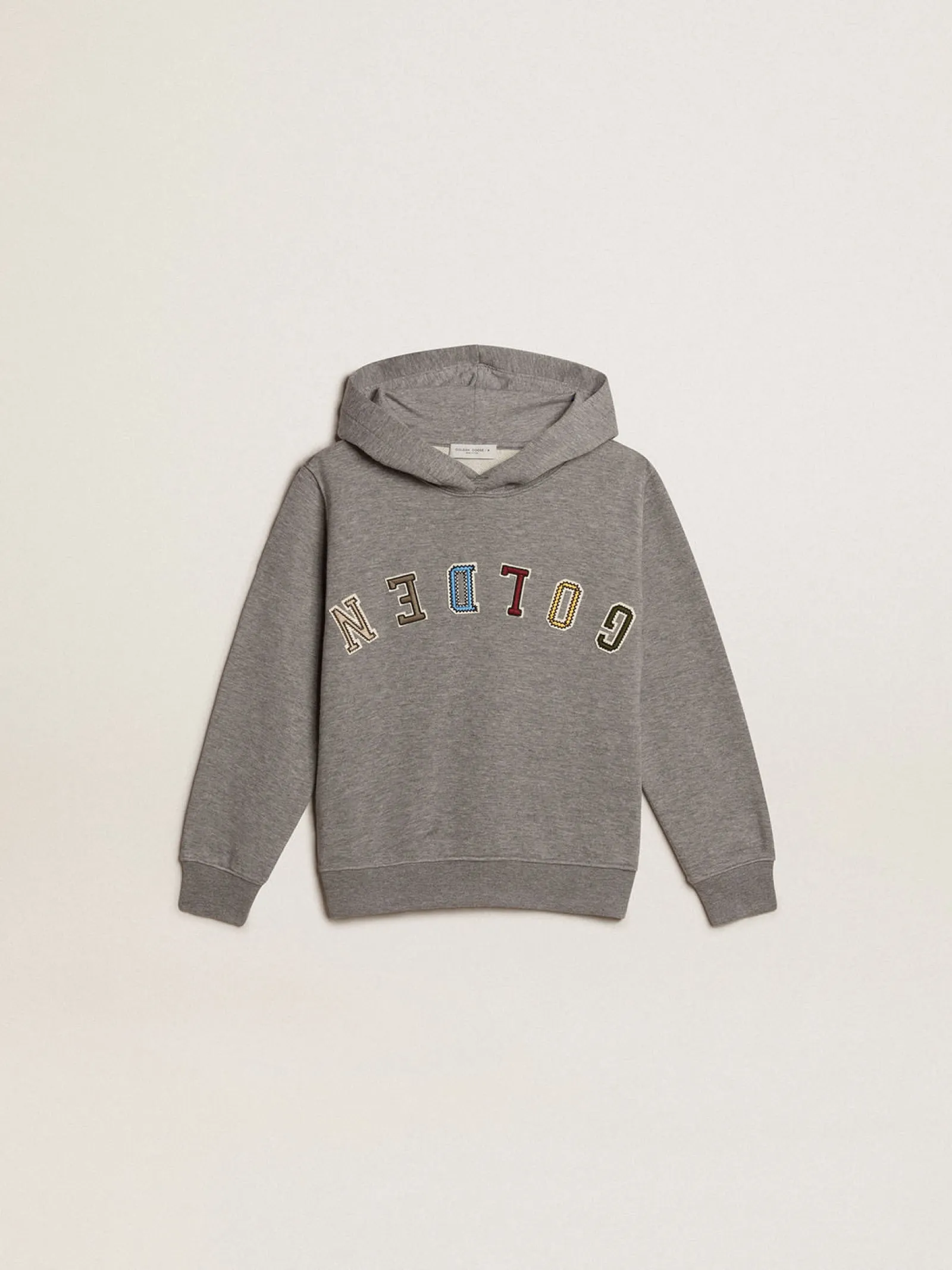 Store Golden Goose Moletom infantil masculino com capuz de algodão cinza Coleção Journey