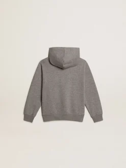 Store Golden Goose Moletom infantil masculino com capuz de algodão cinza Coleção Journey
