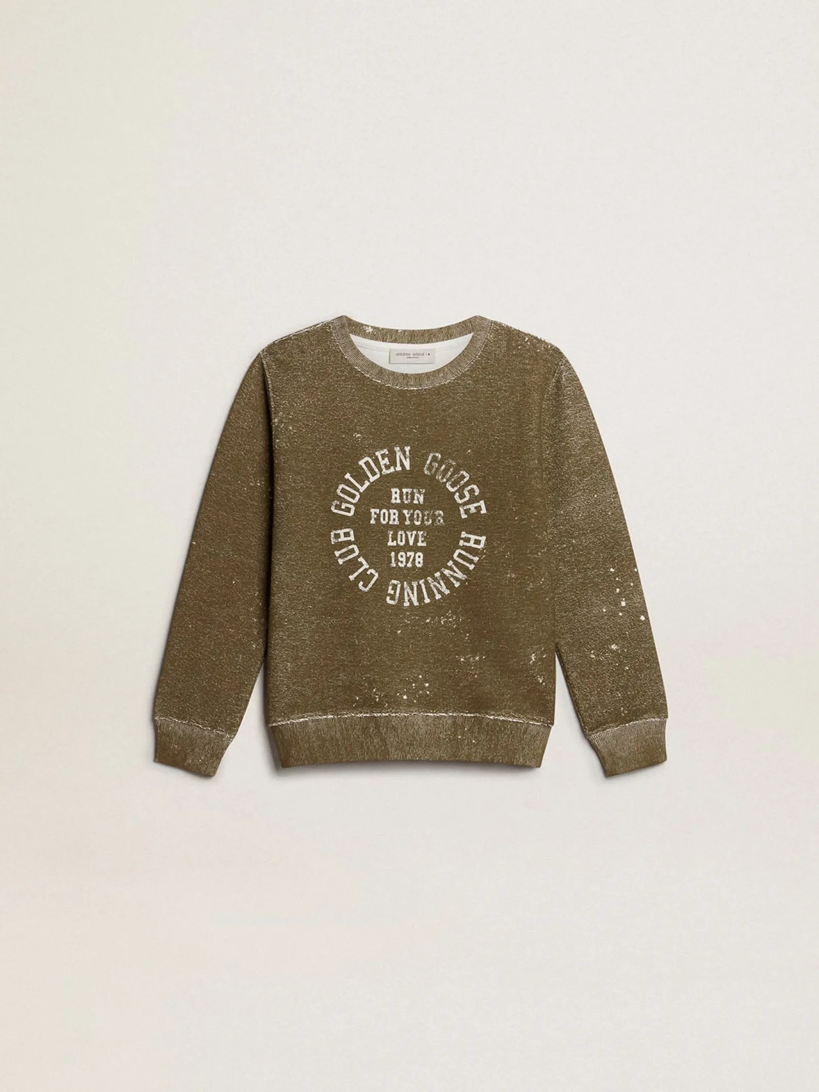 Best Golden Goose Moletom infantil masculino de algodão cor de faia efeito vintage Coleção Journey