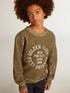 Best Golden Goose Moletom infantil masculino de algodão cor de faia efeito vintage Coleção Journey