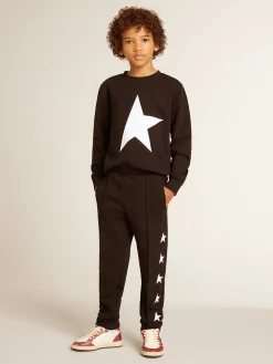 Hot Golden Goose Moletom infantil masculino preto com maxi estrela branca na frente Coleção Star