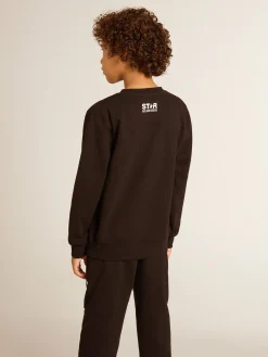 Hot Golden Goose Moletom infantil masculino preto com maxi estrela branca na frente Coleção Star