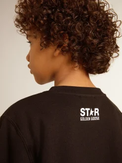 Hot Golden Goose Moletom infantil masculino preto com maxi estrela branca na frente Coleção Star