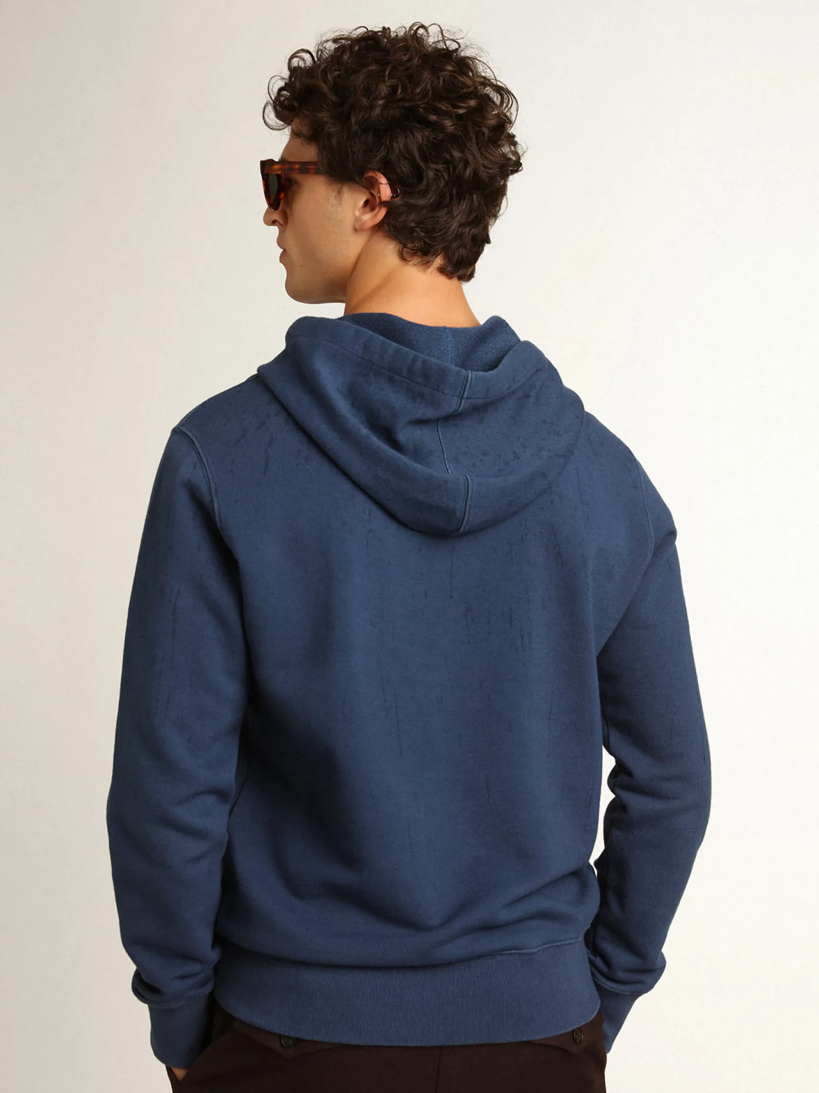 Discount Golden Goose Moletom masculino azul-marinho com inscrição Cor: azul-marinho