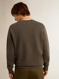 Cheap Golden Goose Moletom masculino cinza com logo e tratamento desgastado Cor: cinza antracite