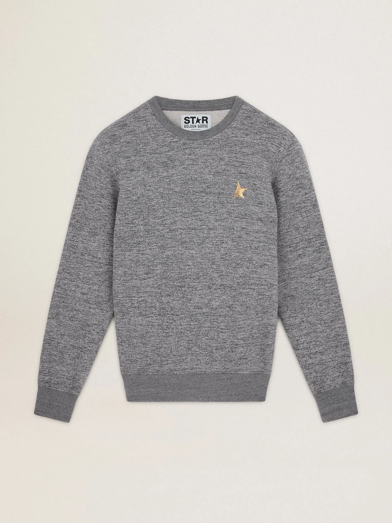 Cheap Golden Goose Moletom masculino de algodão cinza mescla com estrela dourada na frente Cor: cinza mescla