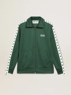 Best Golden Goose Moletom masculino verde brilhante com zíper Star Collection