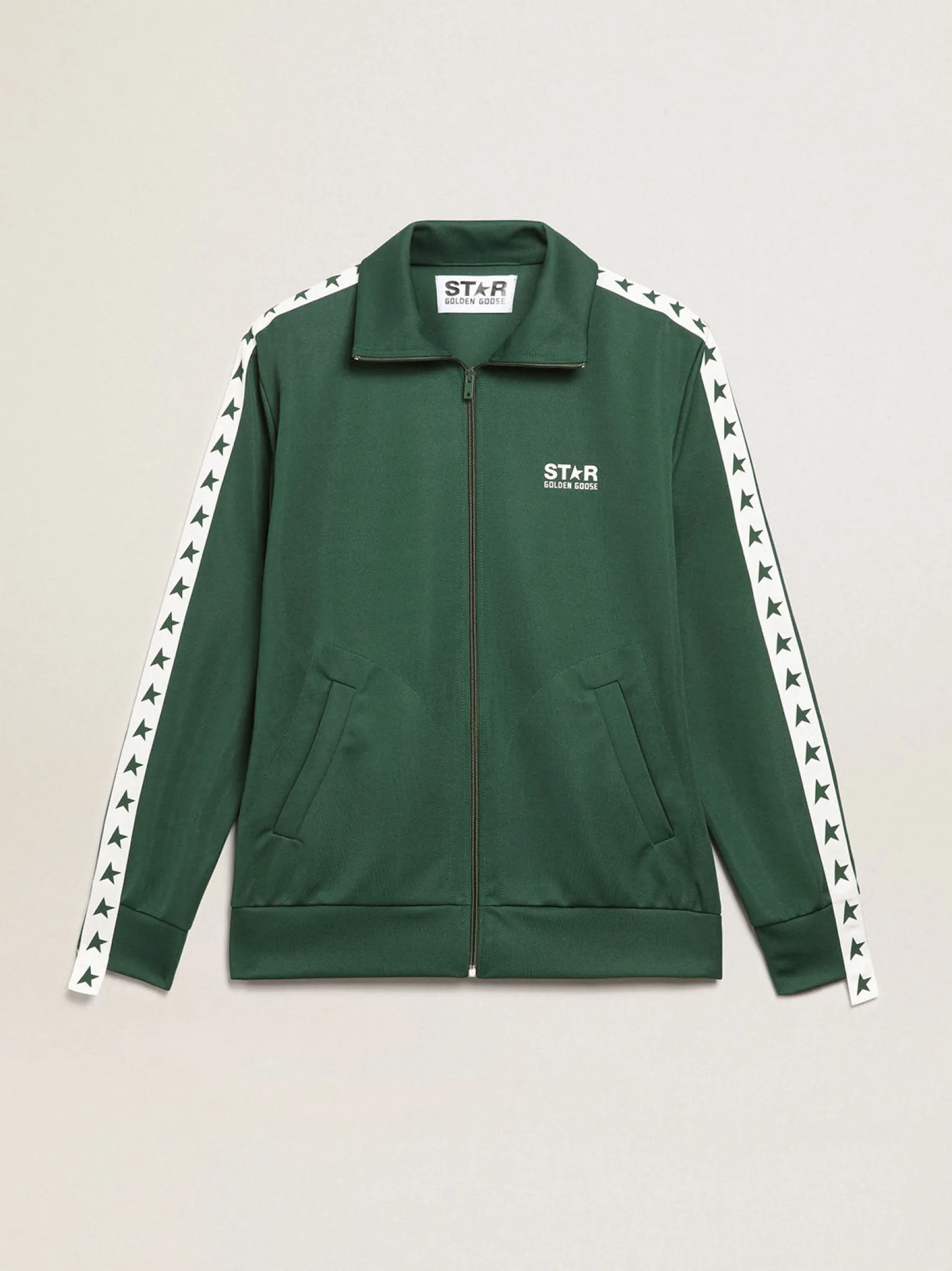 Best Golden Goose Moletom masculino verde brilhante com zíper Star Collection