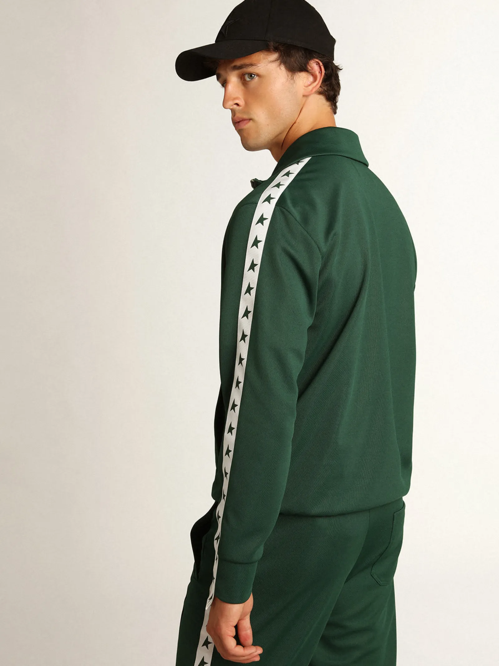 Best Golden Goose Moletom masculino verde brilhante com zíper Star Collection