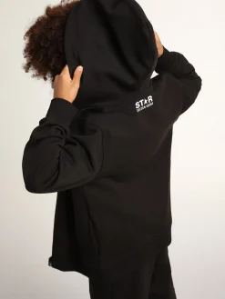 Online Golden Goose Moletom preto com capuz e estrela e logo brancos em contraste Cor: preto