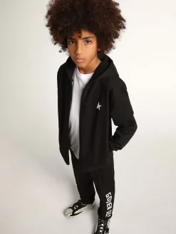 Online Golden Goose Moletom preto com capuz e estrela e logo brancos em contraste Cor: preto