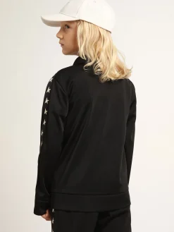 Fashion Golden Goose Moletom preto com zíper e estrelas brancas em contraste Star Collection