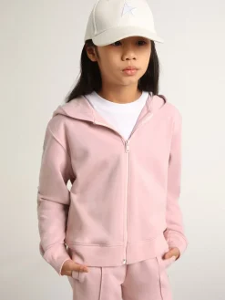 Best Sale Golden Goose Moletom rosa com capuz e estrelas de glitter prateado Cor: rosa