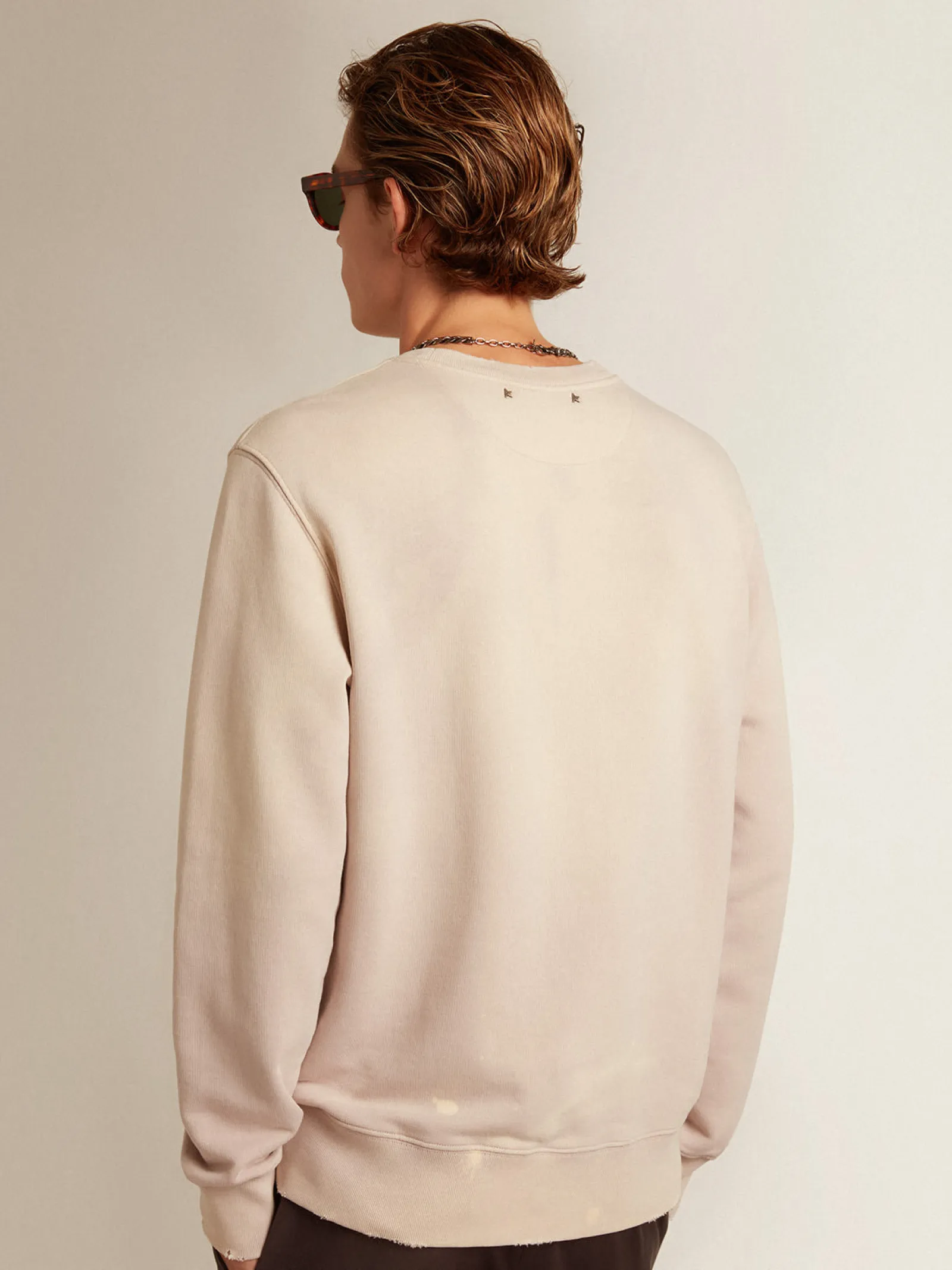 Outlet Golden Goose Moletom rosa pálido com tratamento desgastado Cor: rosa pálido