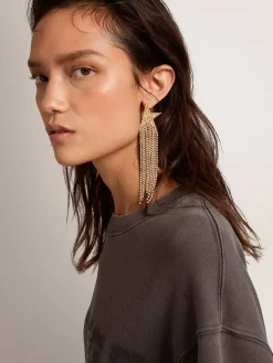 Cheap Golden Goose Monobrinco pendente feminino na cor ouro velho com cristais decorativos Família: Star