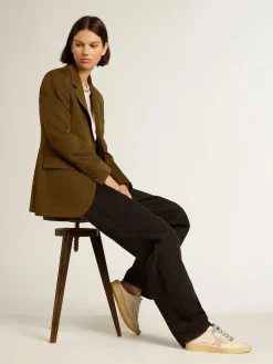 Shop Golden Goose Mule Ball Star de napa branca com estrela de couro rosa antigo Cabedal de napa branca