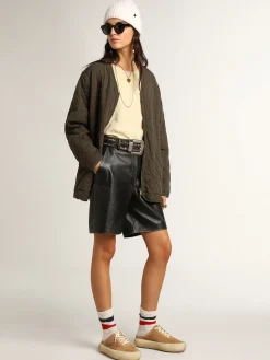 Best Sale Golden Goose Mule Space-Star feminino de suede cor tabaco com estrela perfurada Cabedal de suede na cor tabaco
