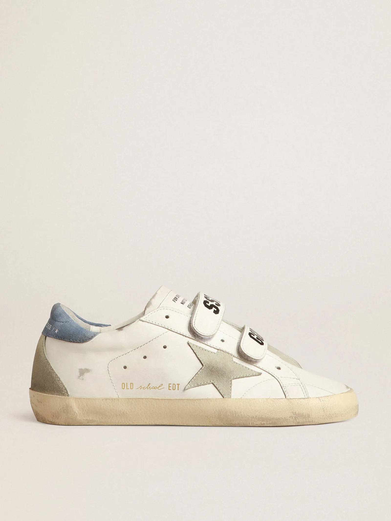 Cheap Golden Goose Old School com estrela de suede gelo e talão azul Cor: branco