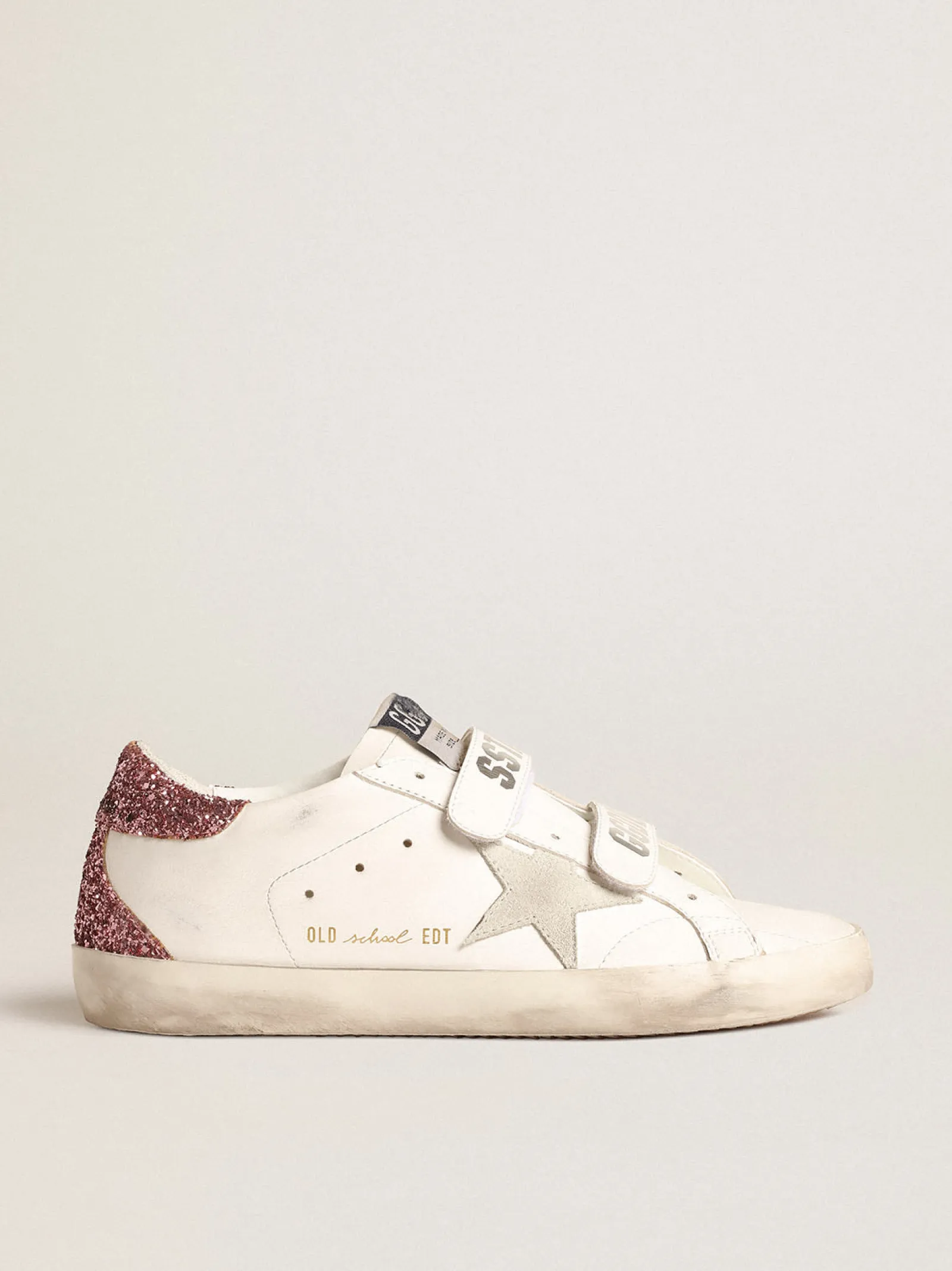 Best Golden Goose Old School com estrela de suede gelo e talão de glitter Cor: branco