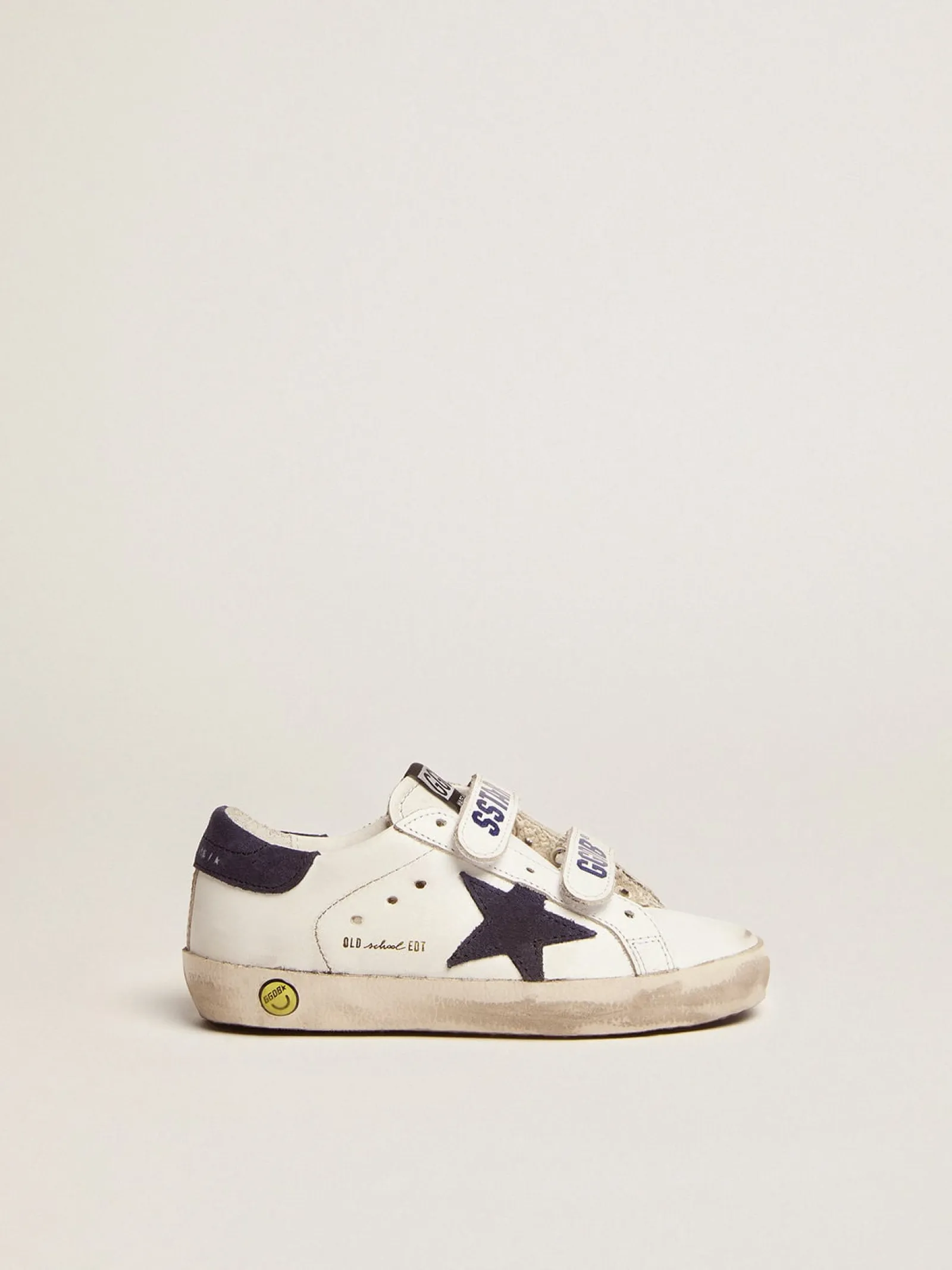 Hot Golden Goose Old School com inserções azuis escuras de suede Cabedal: 100% couro bovino