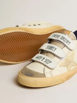 Flash Sale Golden Goose Old School Feminino LAB de napa com estrela de borracha e inserções de suede Cabedal de napa branca