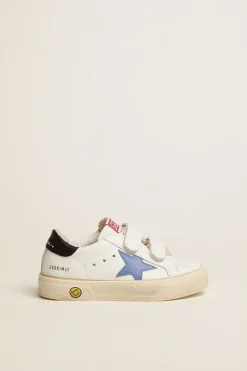 Cheap Golden Goose Old School Junior com estrela azul e talão azul-escuro Cor: branco