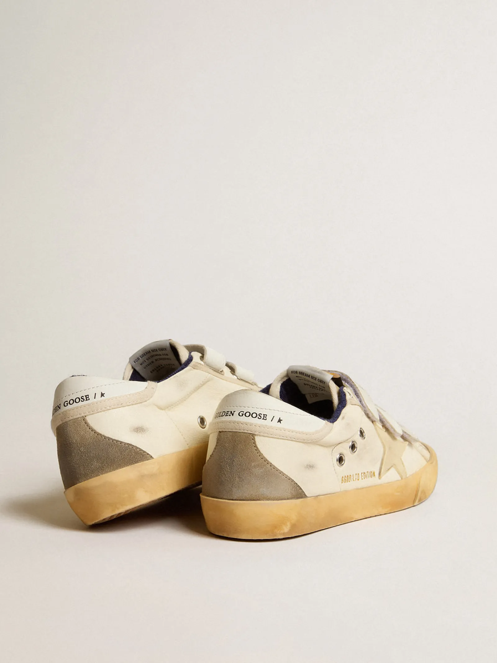 Best Golden Goose Old School Masculino LAB de napa com estrela de borracha e inserções de suede Cabedal de napa branca