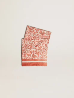 Best Sale Golden Goose Pareô de voile de algodão com estampa branca e vermelho coral all-over Coleção Resort