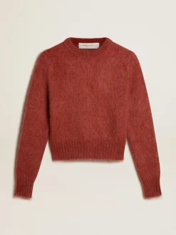 Store Golden Goose Pulôver cropped de mohair lilás escuro Coleção Journey