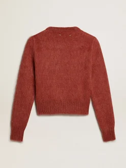 Store Golden Goose Pulôver cropped de mohair lilás escuro Coleção Journey
